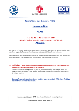 Formations aux Contrats FIDIC
