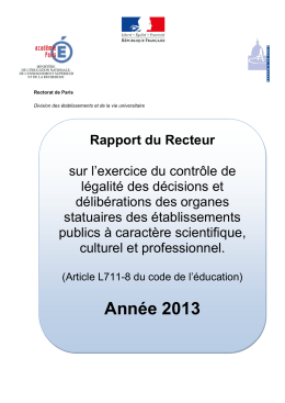 Rapport public 2013 sur le contrôle de légalité sur les
