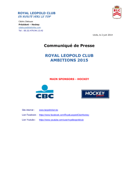 Communiqué de Presse ROYAL LEOPOLD CLUB