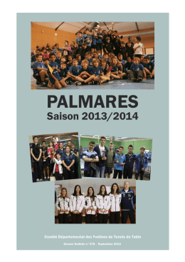 Palmarès 2013/2014