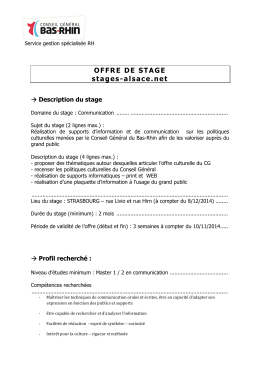 OFFRE DE STAGE stages-alsace.net - Conseil Général du Bas-Rhin