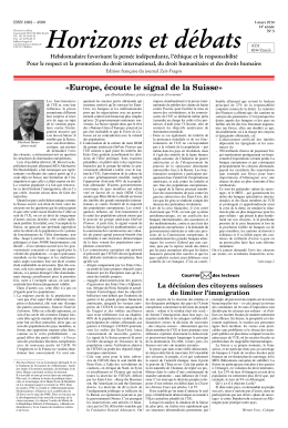 Horizons et débats », n° 05, 3 mars 2014