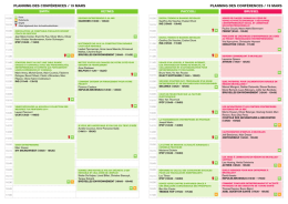 planning des conf&eacute;rences / 19 mars planning des conf&eacute;rences / 19