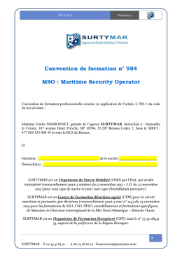 Convention de formation n° 984 MSO : Maritime