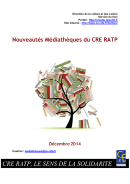 nouveautés 2014 - Les Médiathèques du CRE-RATP
