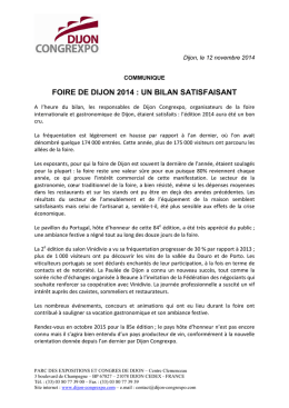 bilan FIG 2014 - Foire Internationale et Gastronomique de Dijon