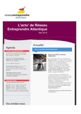 Lire la newsletter de mai 2014 - Réseau Entreprendre Atlantique