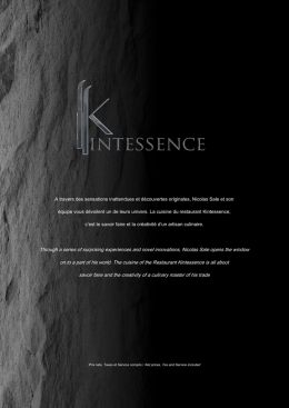 Le Kintessence - Carte des mets 2014-2015