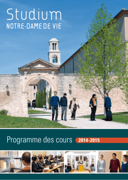 Programme des cours 2014-2015 - Studium de Notre Dame de Vie