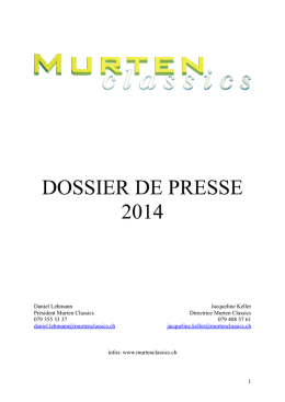DOSSIER DE PRESSE - Murten Classics