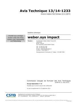 Avis Technique 13/14-1233 weber.sys impact