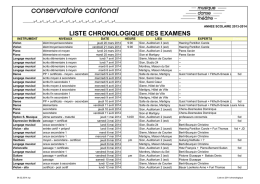 liste chronologique des examens - Conservatoire cantonal de