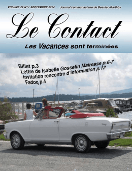 Journal Le Contact de septembre 2014 - Beaulac
