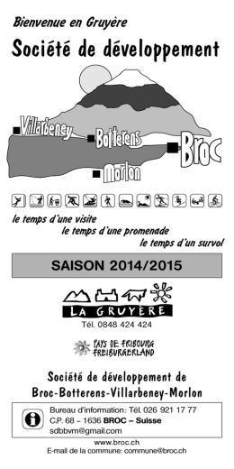 Brochure 2014/2015 de la Société de développement Broc