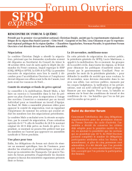 Forum Ouvriers - Novembre 2014 - Syndicat de la Fonction Publique