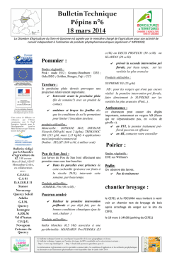 Bulletin Technique Pépins n°6 18 mars 2014 Pommier