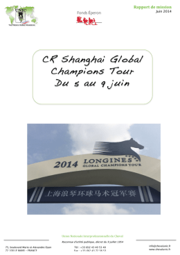 Rapport de mission Shanghai Global Champions Tour