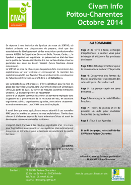 Civam Info Poitou-Charentes Octobre 2014