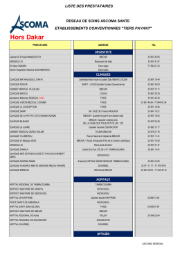 R&eacute;seau Conventionn&eacute; HORS DAKAR par sp&eacute;cialit&eacute; - MA-DGID