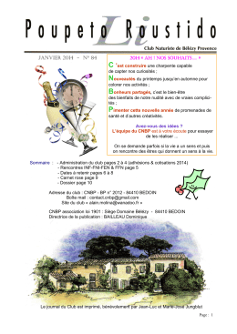 JANVIER 2014 - N° 84 - Club Naturiste de Bélézy Provence
