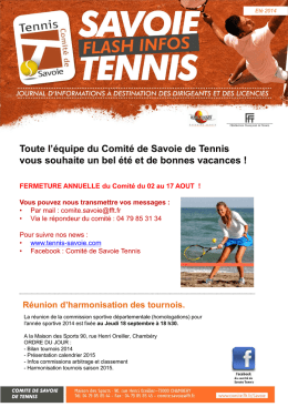 FLASH INFO Spécial été 2014 - Fédération Française de Tennis