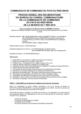 Bureau du 7 mai - Communauté de communes Pays du Ried-Brun