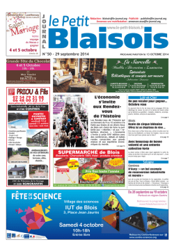 Télécharger le Petit Blaisois N°50 du 29 septembre 2014