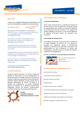 IVDS INFOS N°1 - avril 2014 - Initiative Seine Yvelines