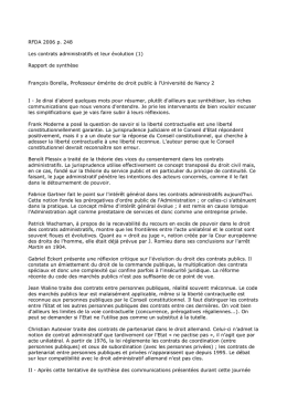 RFDA 2006 p. 248 Les contrats administratifs et leur évolution (1