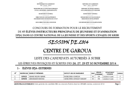 Centre de Garoua Liste des candidats IPJA