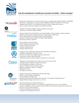 Liste des manufacturiers exclusifs pour la province de Québec