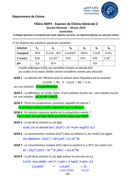 Filière SMP2 - Examen de Chimie Générale 2