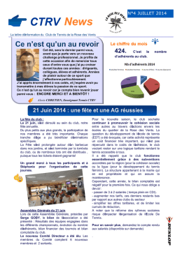 News Letter N°4 Juillet 2014 - Fédération Française de Tennis