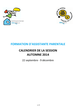 session automne 2014 - Fondation Pro Juventute Genève