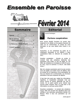 Editorial Sommaire - Unité Pastorale de Jette