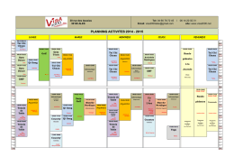 Planning des activit&eacute;s 2014-2015