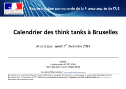 Calendrier des think tanks &agrave; Bruxelles