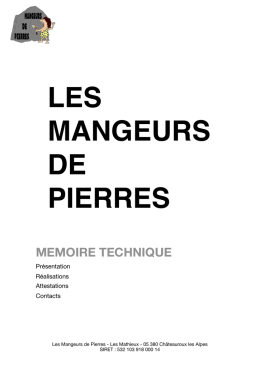 Mémoire Technique 2013 - LES MANGEURS DE PIERRES