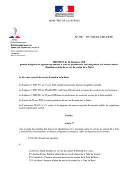 Délégation de signature marchés publics DCSSF 16 décembre 2014