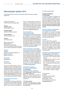 Néonatologie Update 2014 - Société suisse de pédiatrie