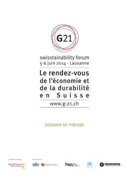 Dossier de presse (PDF) - G21 - Swisstainability Forum 2014
