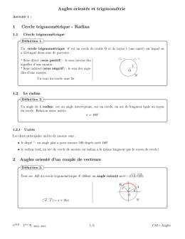 Angles orientés et trigonométrie 1 Cercle trigonométrique