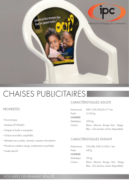 chaises publicitaires - IPC :: Industry for Packaging and Construction