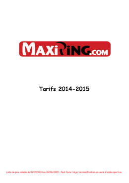 Tarifs 2014-2015