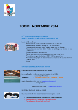 ZOOM NOVEMBRE 2014 - Tennis Club Nyon