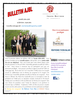 Bulletin AJBL, Vol. 2, édition no 1, août 2014