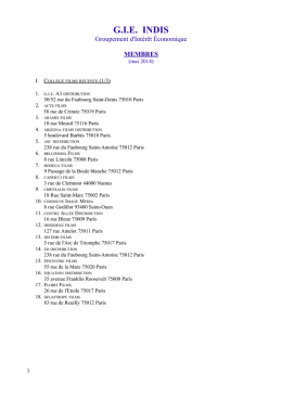 Liste des membres du GIE INDIS (mise à jour mai 2014)