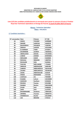 Liste (2/2) des candidats présélectionnés et - Alwadifa
