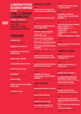 Le Nouveau Festival du Centre Pompidou. Programme