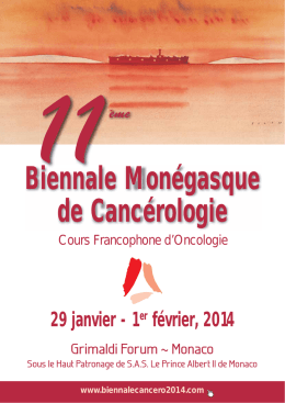 Biennale Monégasque de Cancérologie 29 janvier